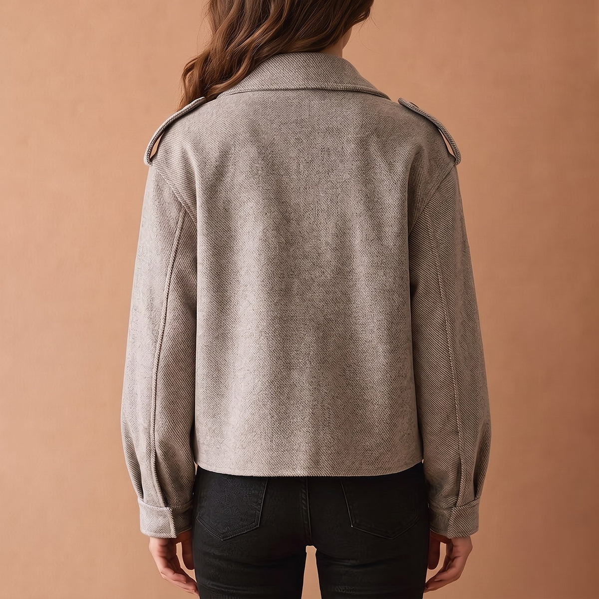 Veste Courte Ample Femme à Revers