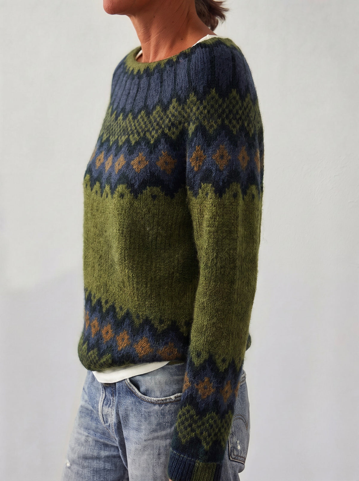 Pull Jacquard Femme à Motif Nordique