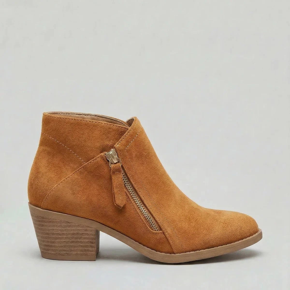 Bottines Zippées Femme à Talon Carré