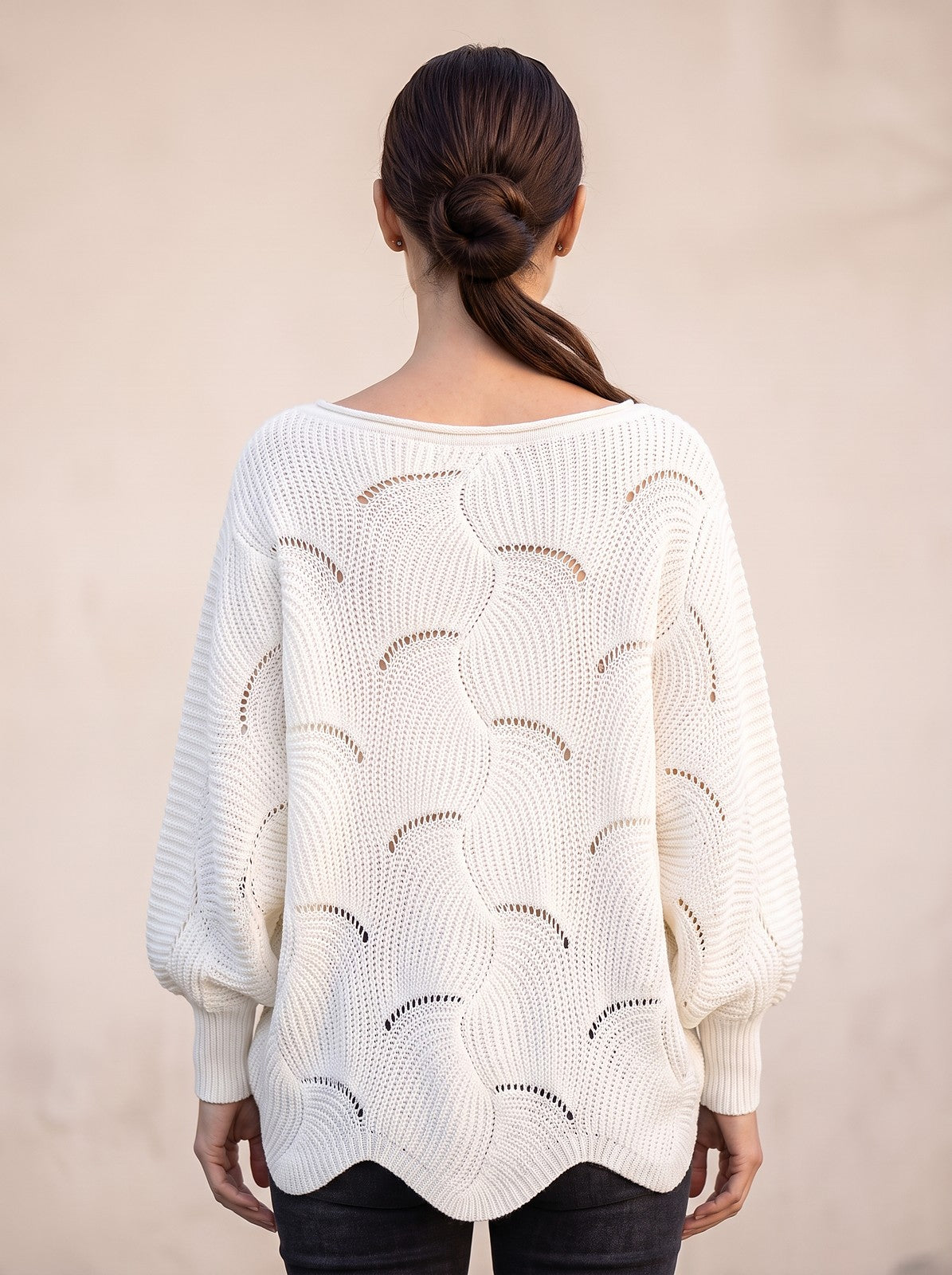 Pull Ajouré Femme à Manches Chauve-Souris