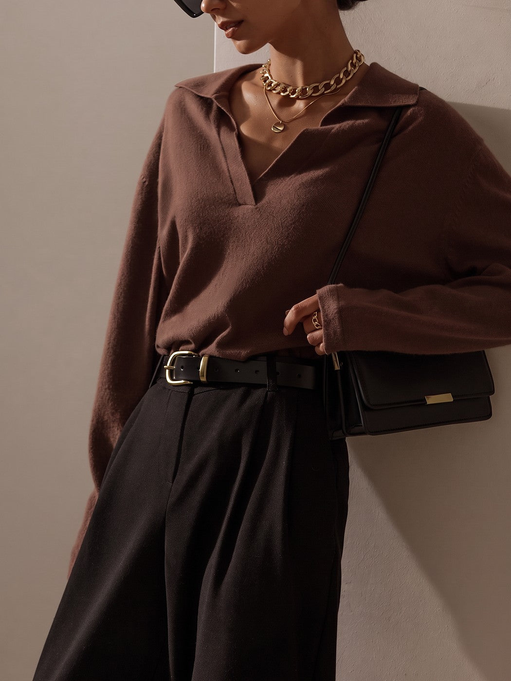Pull Col Polo Femme en Maille Fine