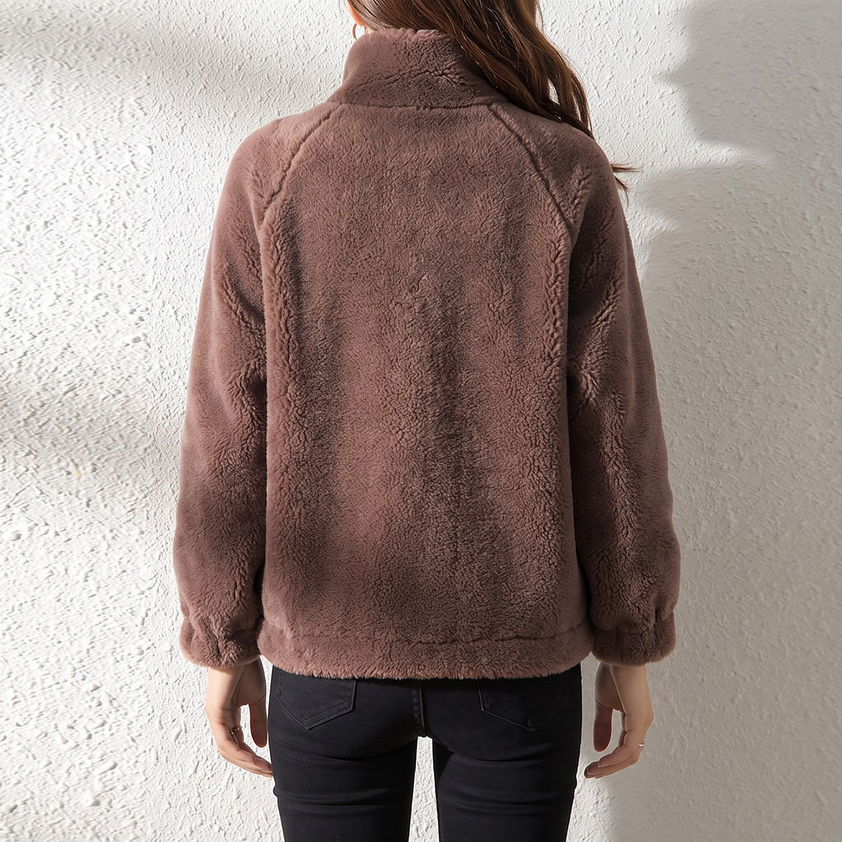 Veste Polaire Teddy Femme à Col Montant