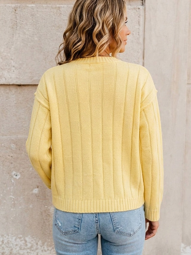 Ribstrikket cardigan med rund hals