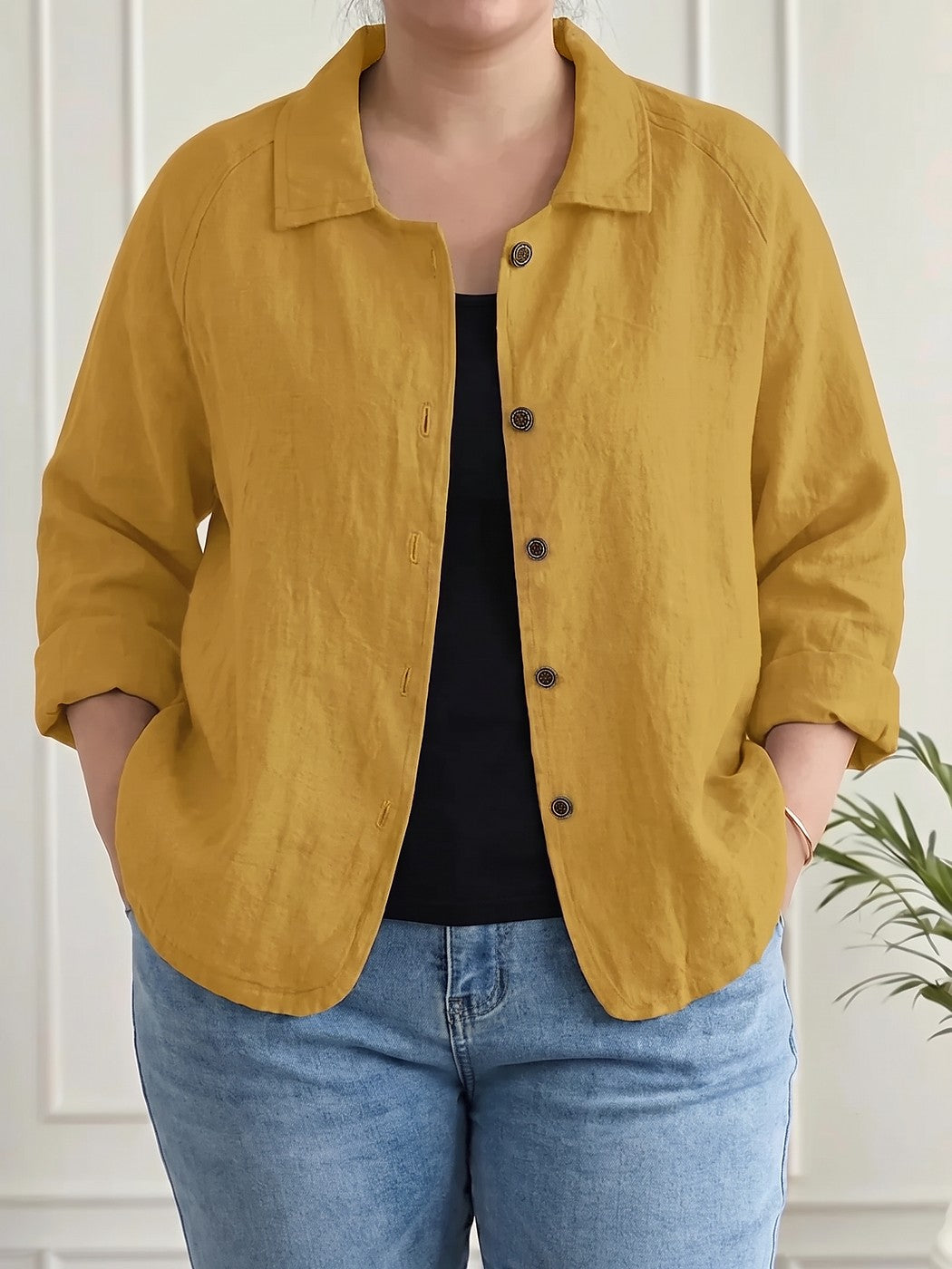 Chemise Ample Femme en Crépon Manches Raglan