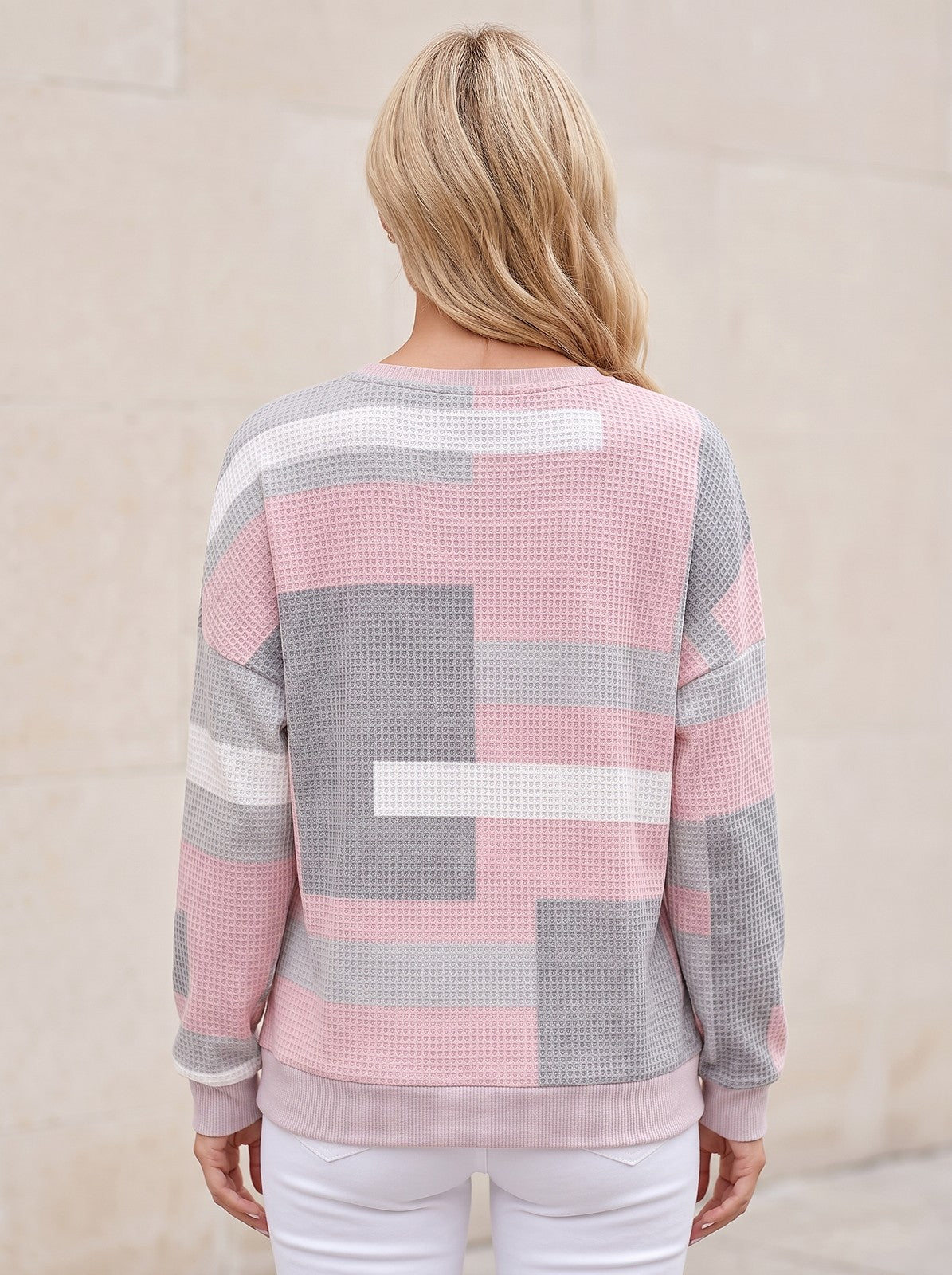 Sweat Colorblock Femme à Col Boutonné