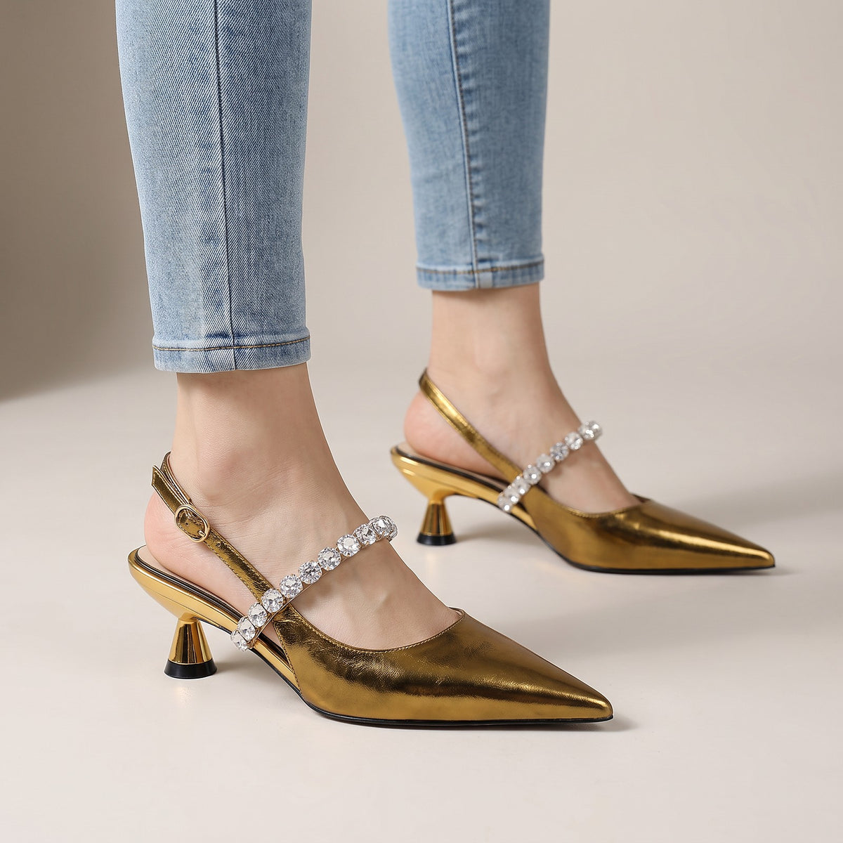 Escarpins Slingback Femme à Strass