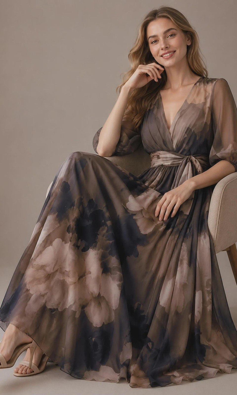 Robe Longue Portefeuille Fleurie Femme