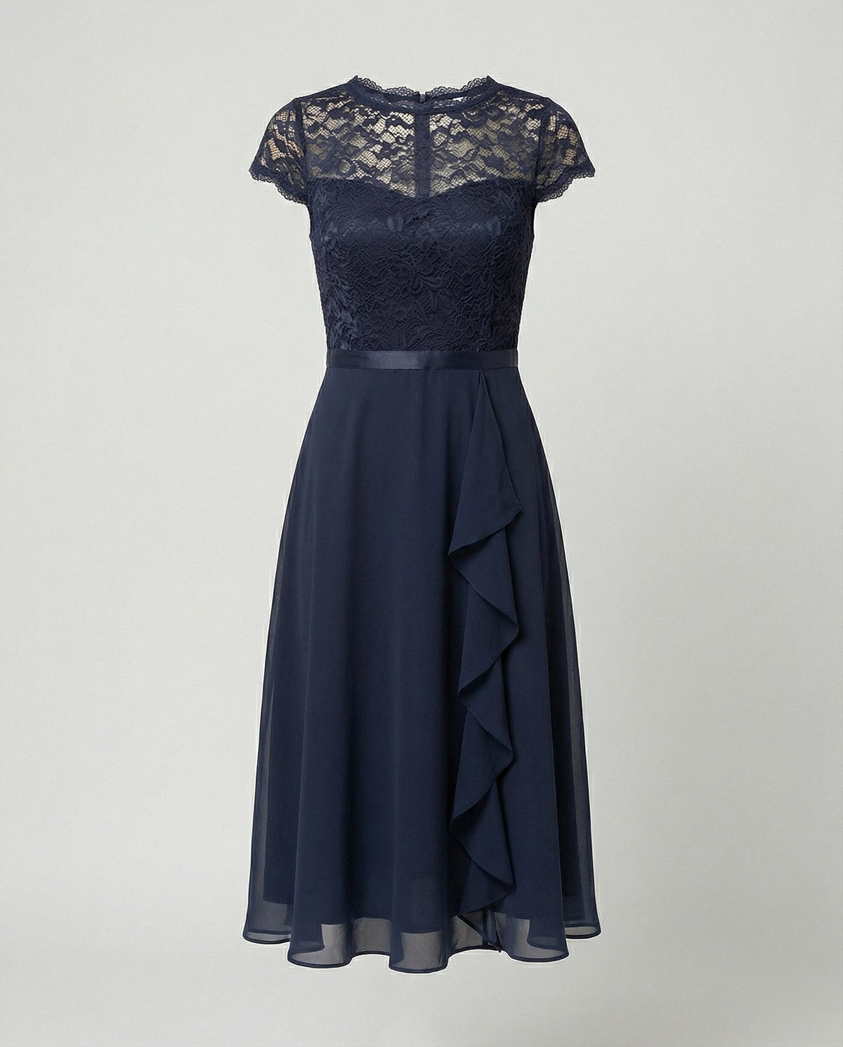 Robe Midi en Dentelle Femme à Volants