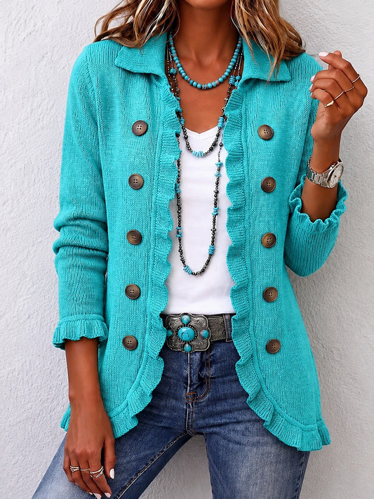 Gilet Croisé en Maille Femme à Volants