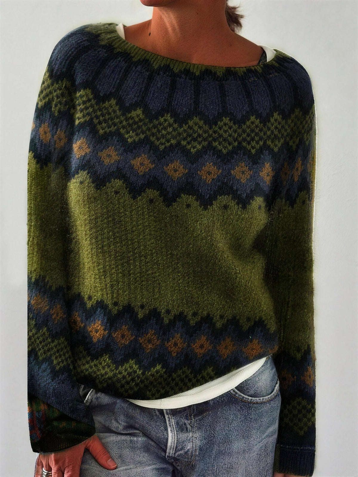 Pull Jacquard Femme à Motif Nordique