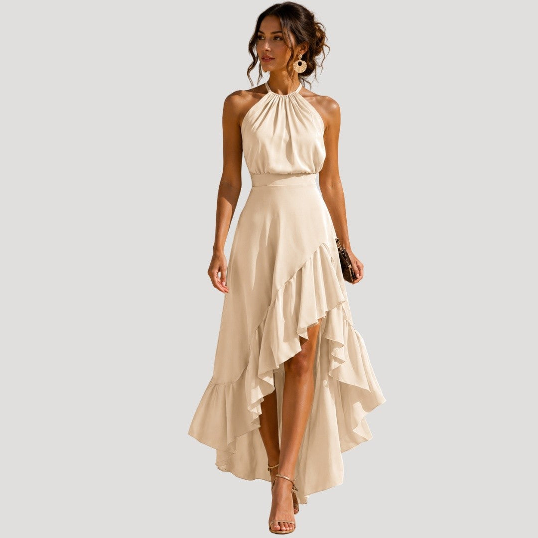 Robe Longue Col Américain Femme à Volants