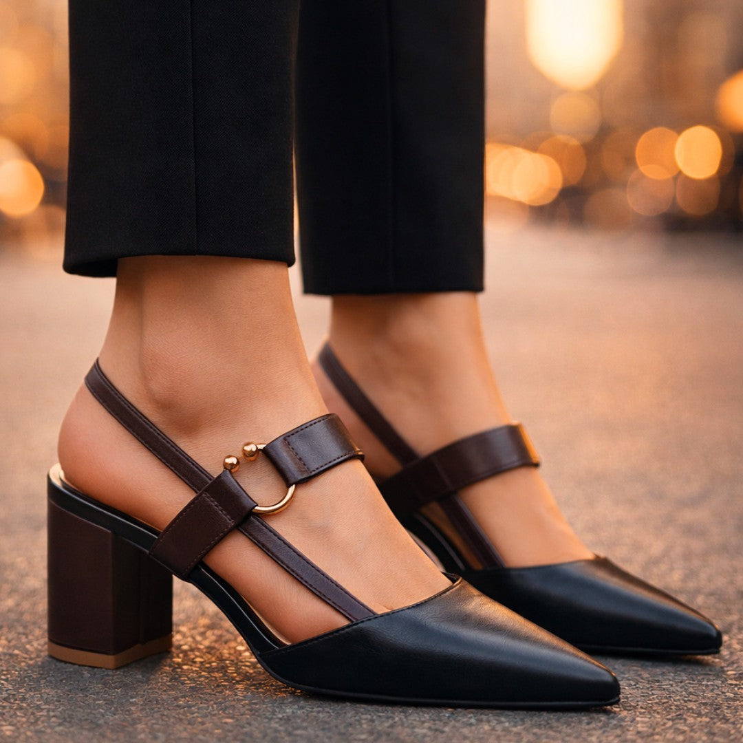 Escarpins Slingback Femme à Talon Carré