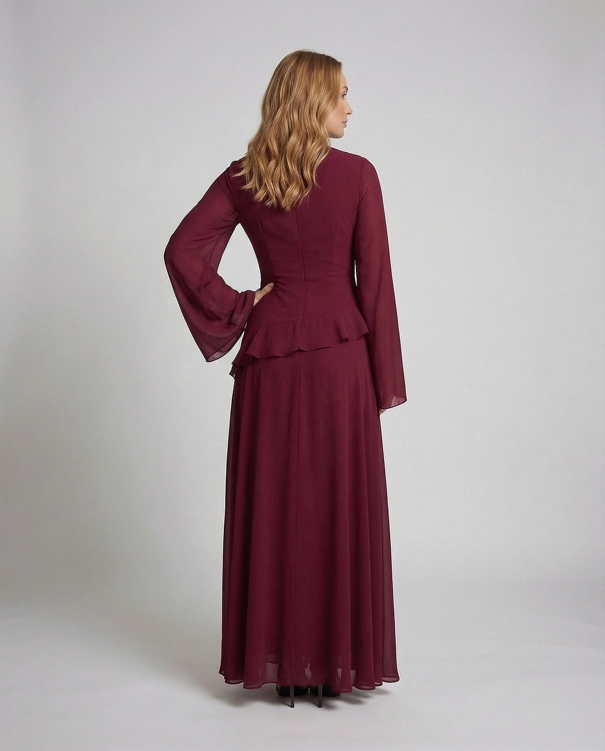 Robe de Soirée Longue à Manches Cloche