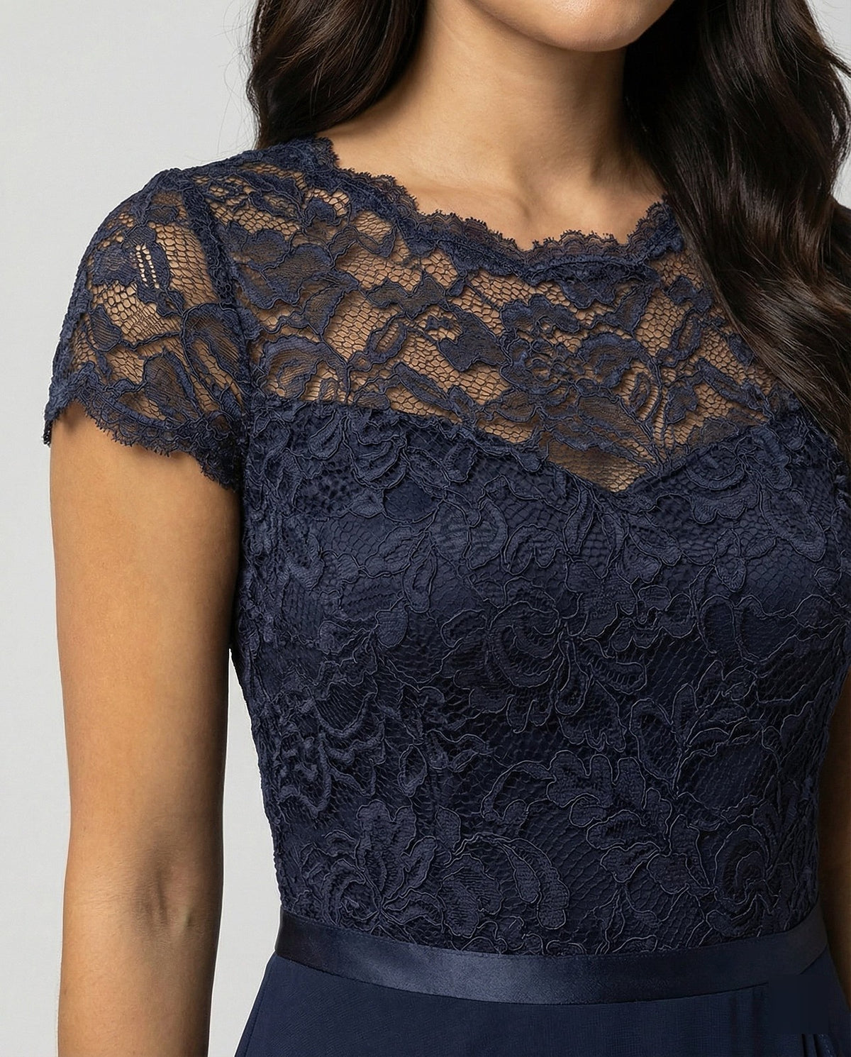 Robe Midi en Dentelle Femme à Volants