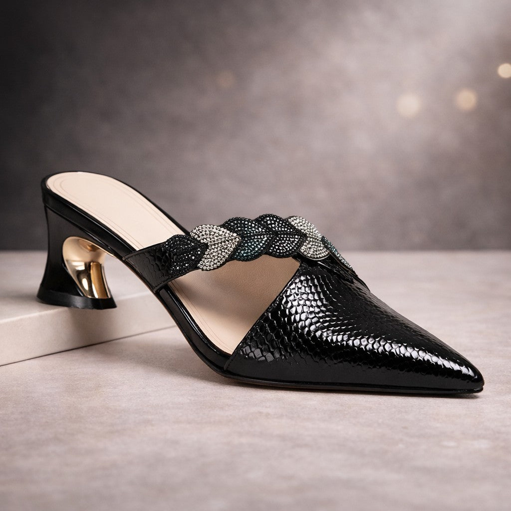 Mules à Talon Femme avec Bride Strass