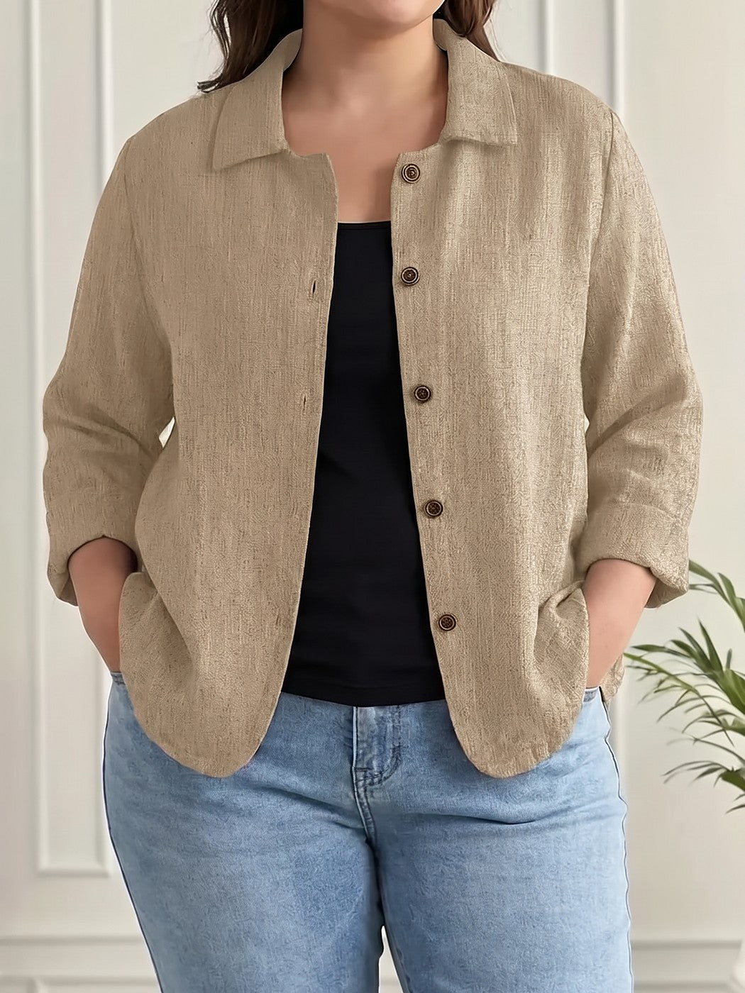 Chemise Ample Femme en Crépon Manches Raglan