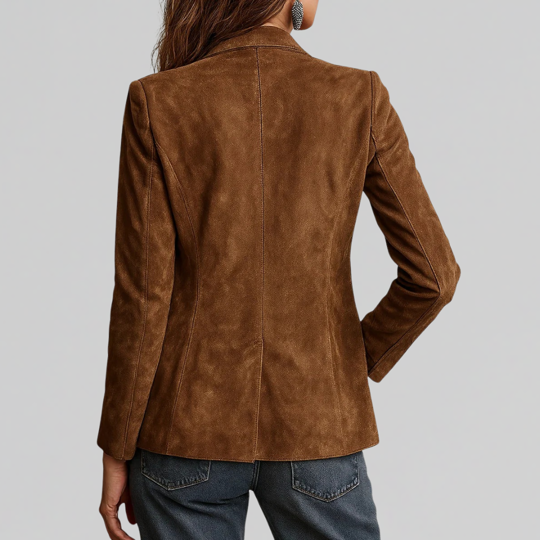 Blazer Effet Daim Femme à Revers