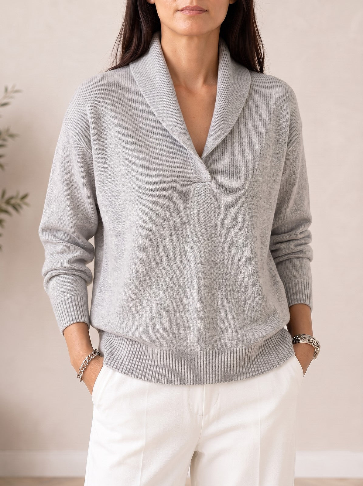 Pull Col Châle Femme
