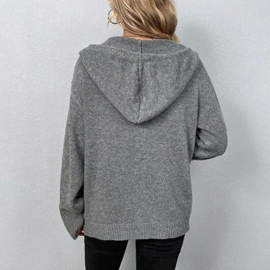 Cardigan med hætte og store knapper