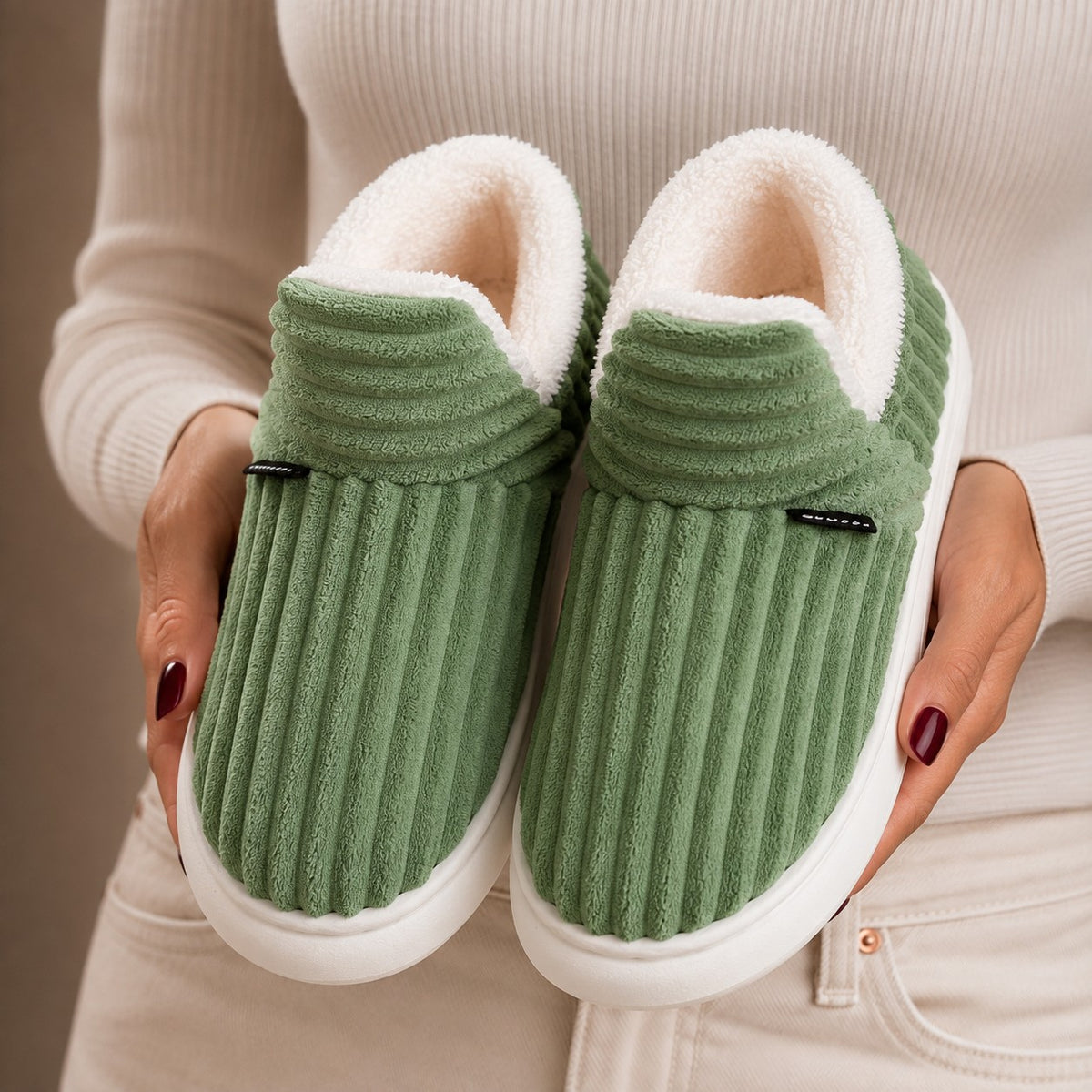 Chaussons Montants Fourrés Femme à Semelle Épaisse