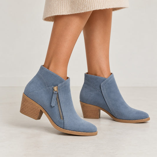 Bottines Zippées Femme à Talon Carré