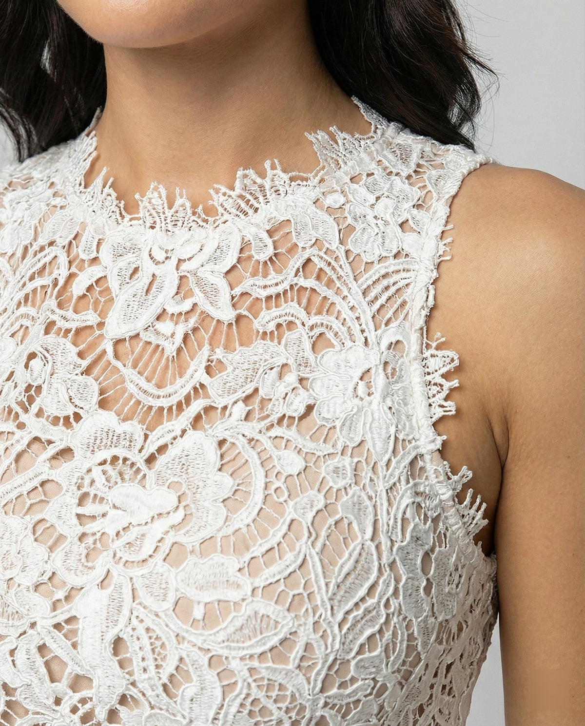 Robe Longue en Dentelle Femme sans Manches