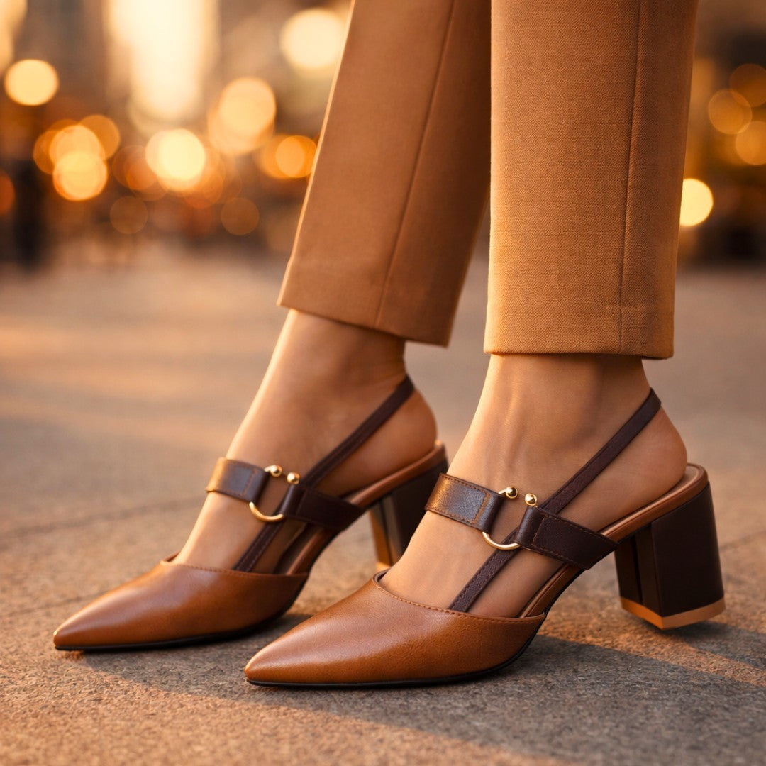 Escarpins Slingback Femme à Talon Carré