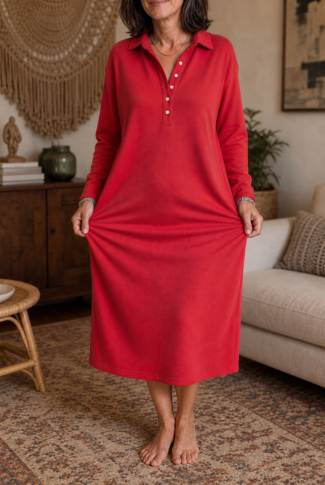 Robe Sweat Femme à Col Polo