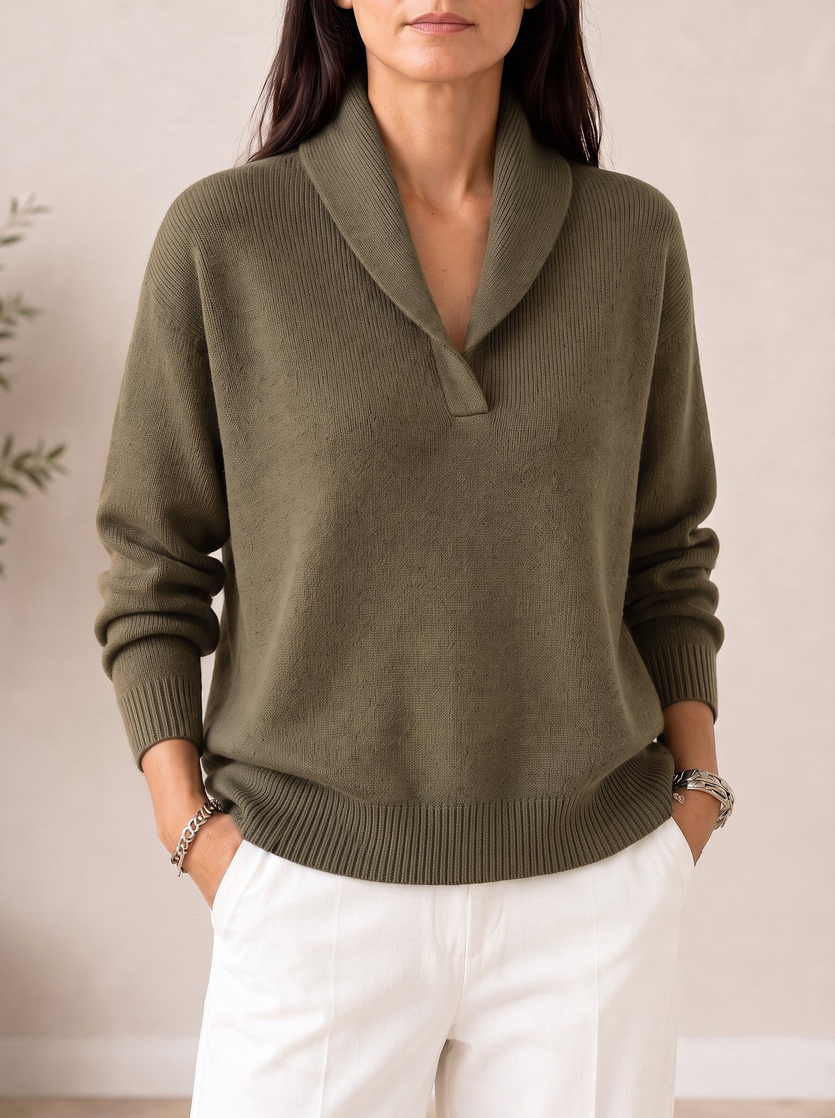 Pull Col Châle Femme