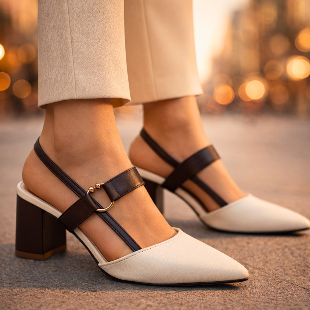 Escarpins Slingback Femme à Talon Carré