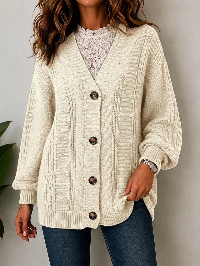Oversized cardigan i tung kabelstrik