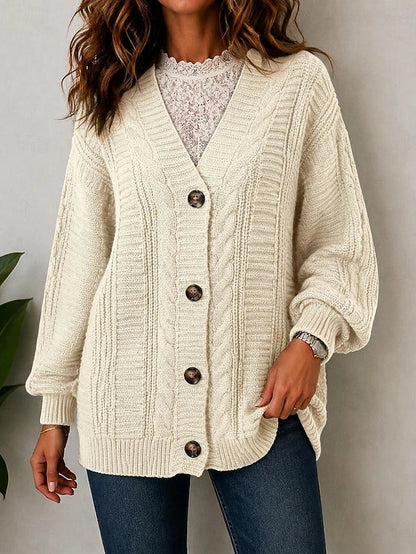 Oversized cardigan i tung kabelstrik