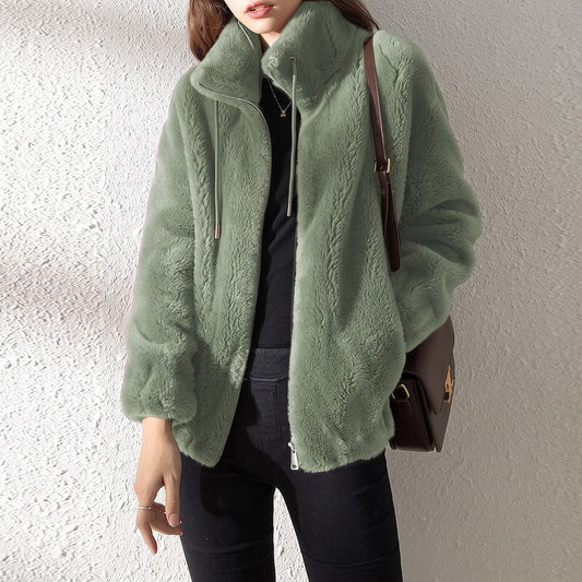 Veste Polaire Teddy Femme à Col Montant