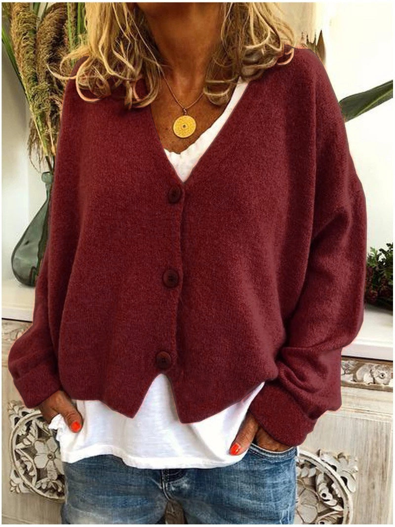 Blød cardigan med dyb V-hals