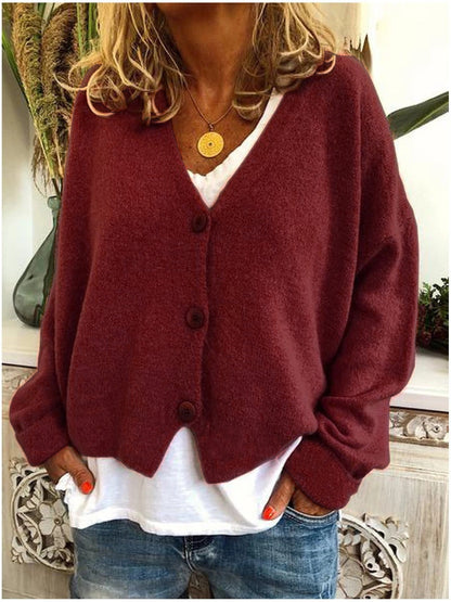 Blød cardigan med dyb V-hals