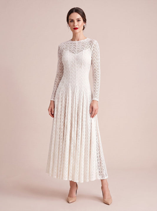 Robe Longue en Dentelle à Manches Longues