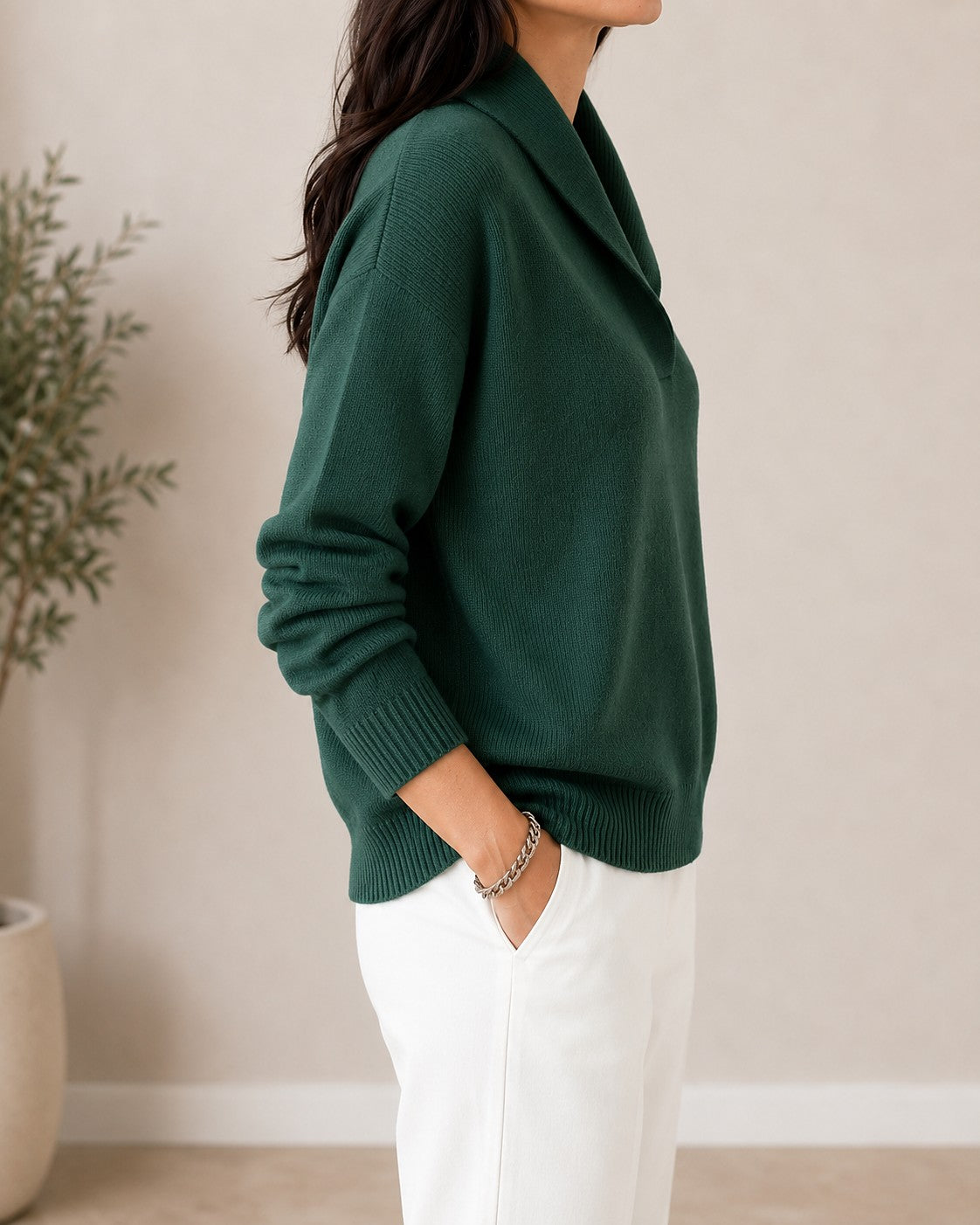 Pull Col Châle Femme