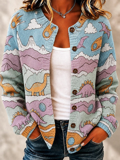 Cardigan med jacquardmønster og ribkant