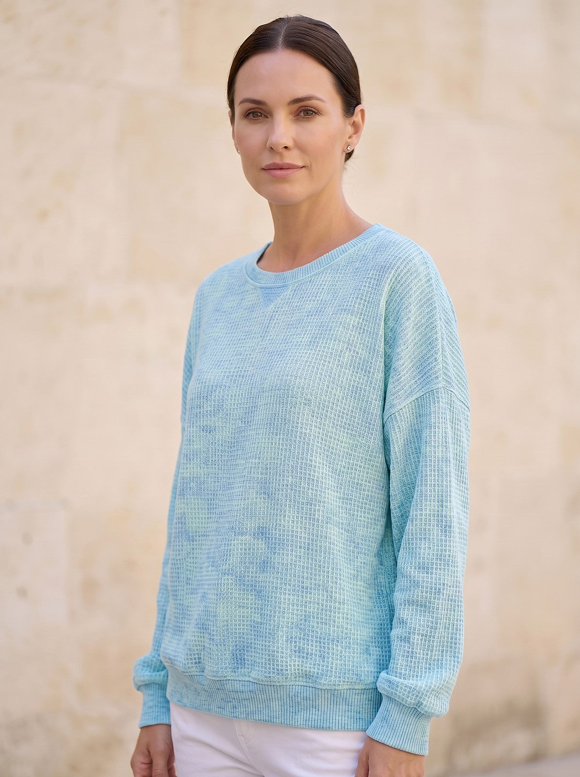 Sweat Gaufré Femme à Col Rond