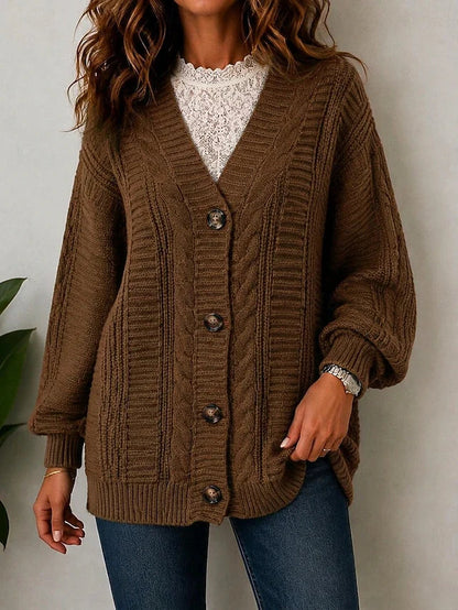 Oversized cardigan i tung kabelstrik