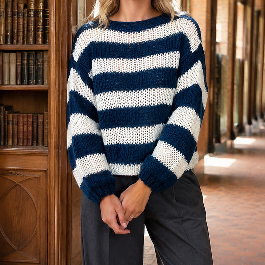 Pull Rayé Femme à Col Rond