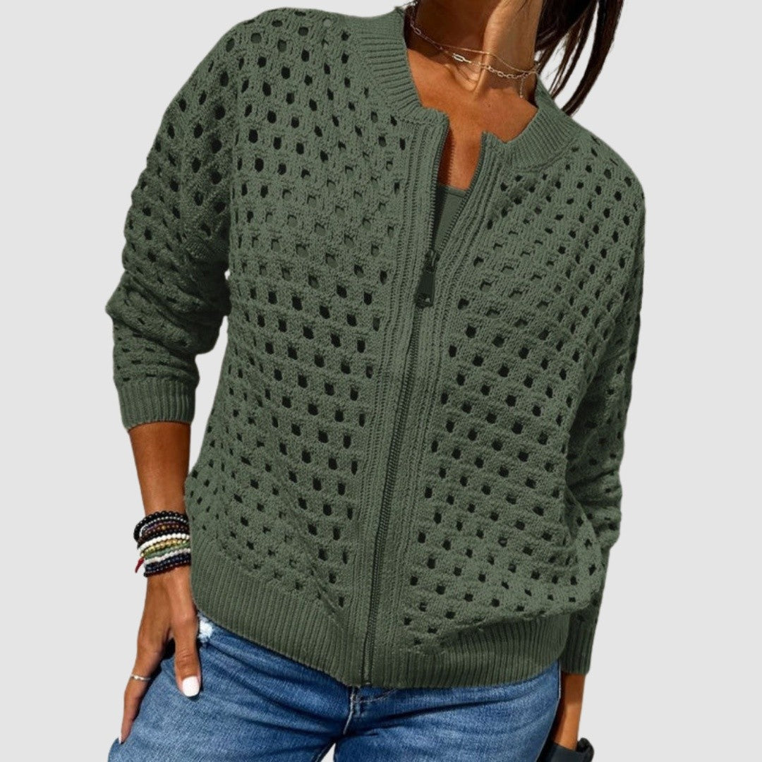 Gilet Zippé Ajouré Femme