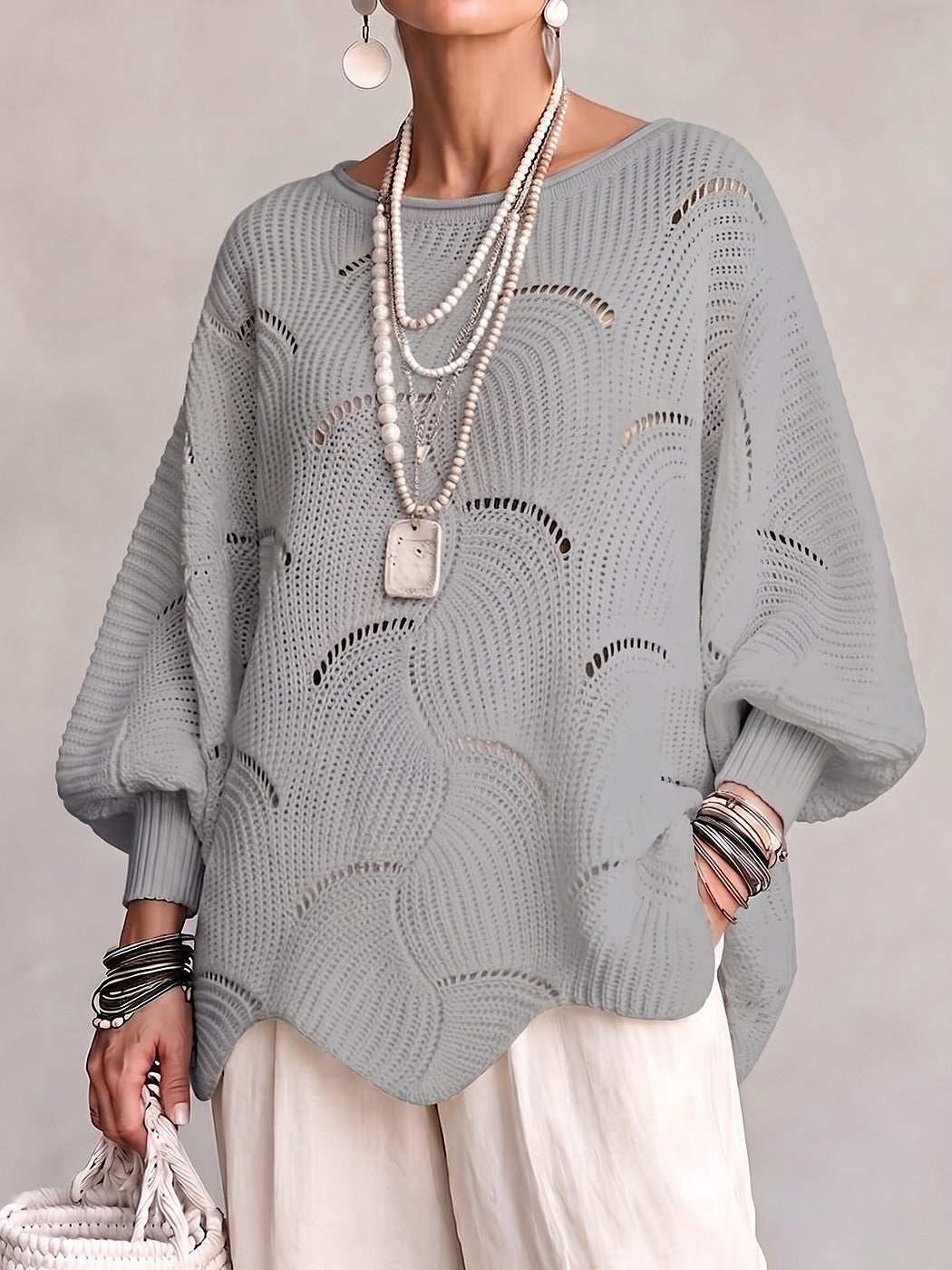Pull Ajouré Femme à Col Bateau