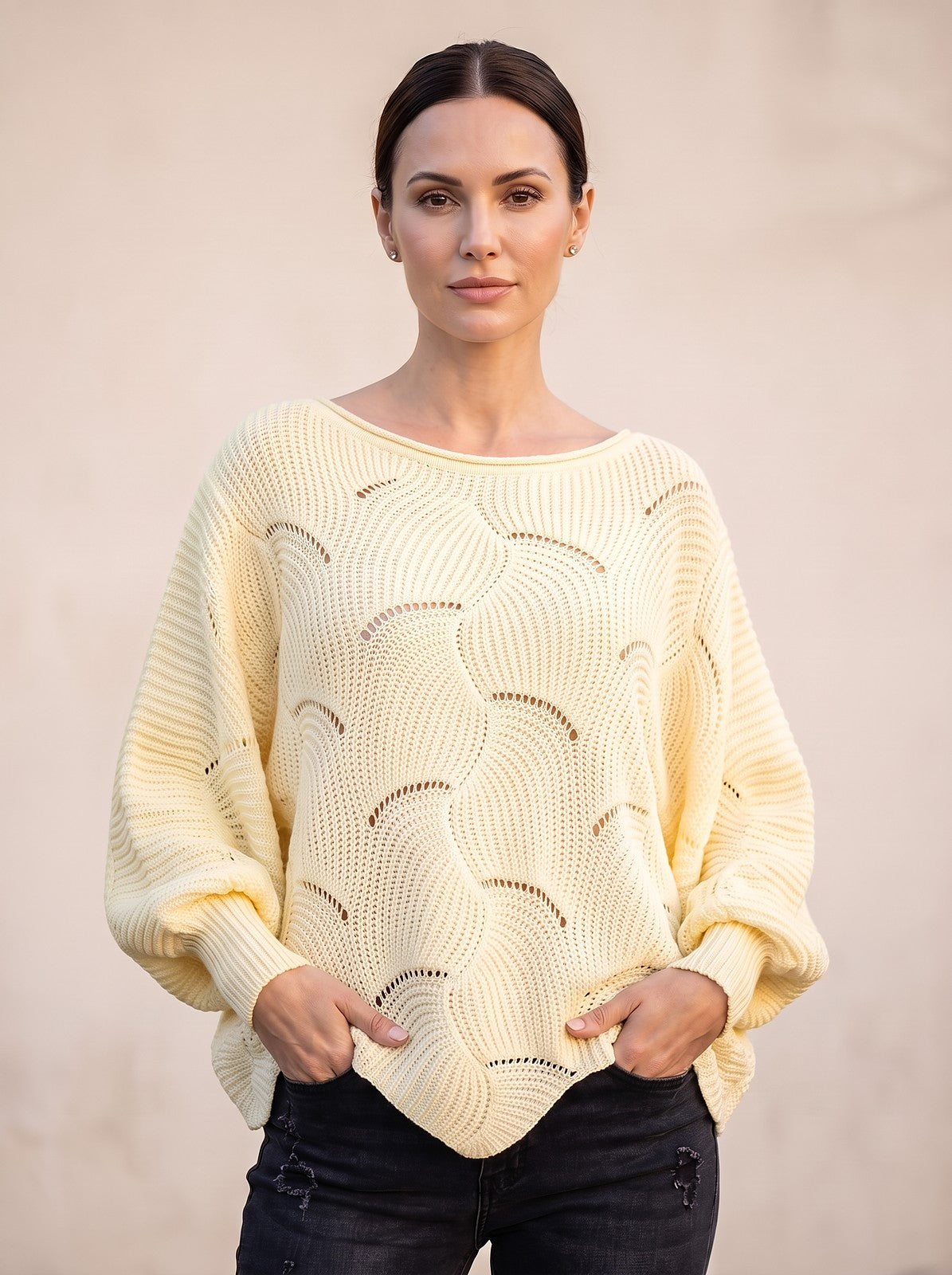 Pull Ajouré Femme à Manches Chauve-Souris