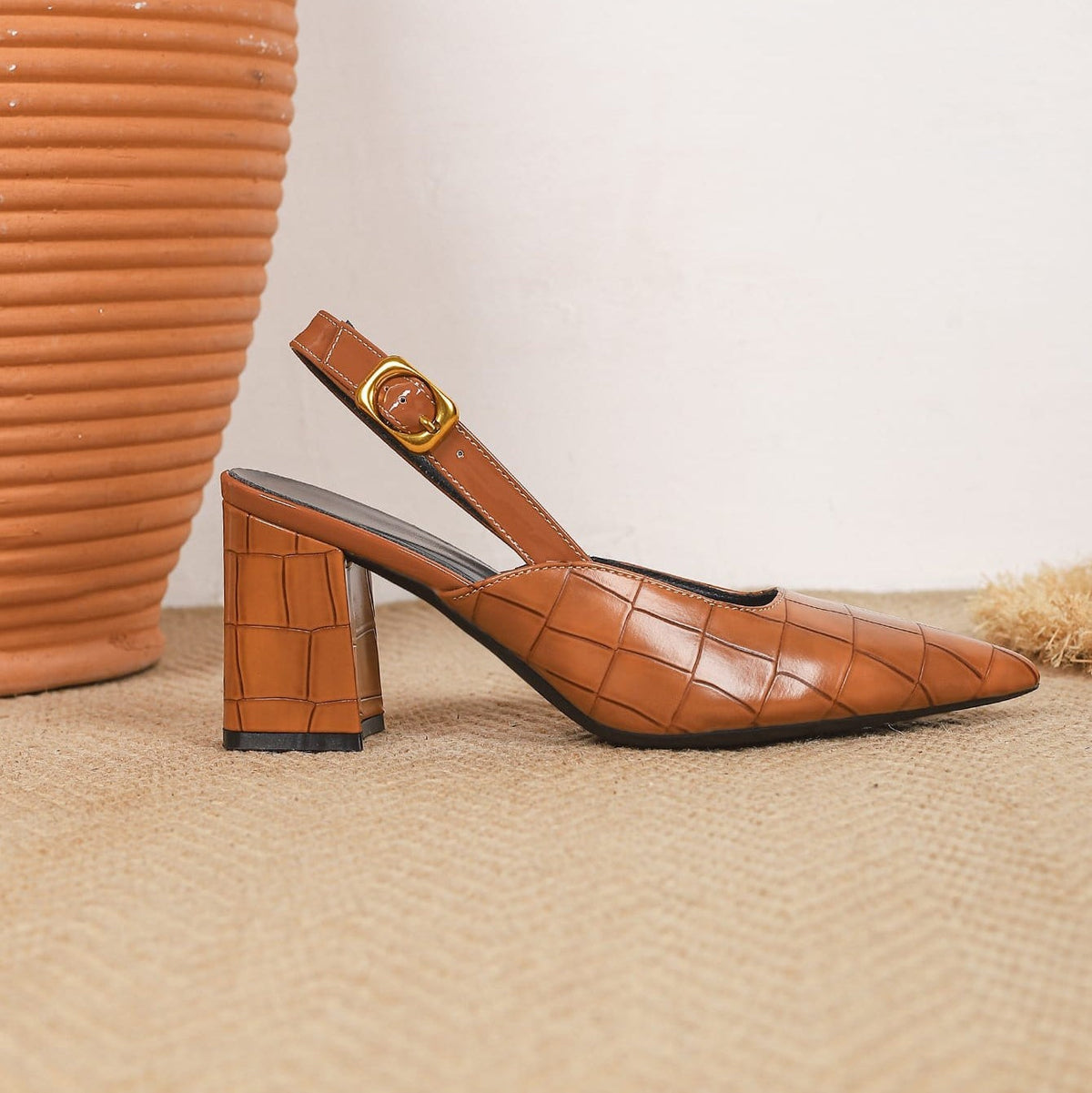 Escarpins Croco Femme à Talon Carré