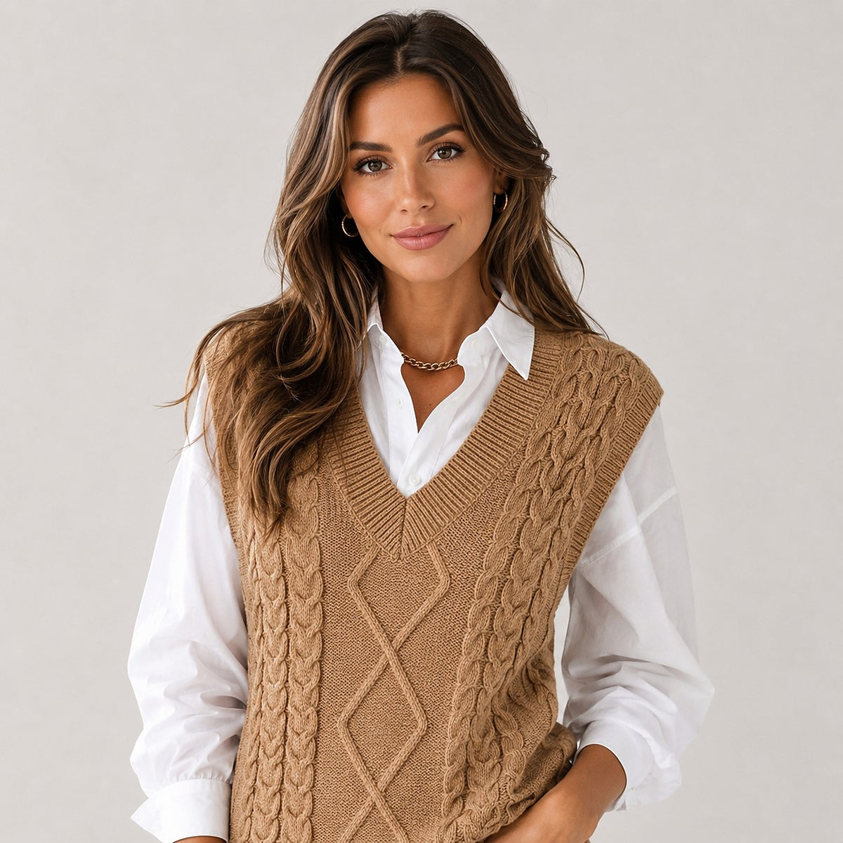 Gilet Torsadé Sans Manches Femme