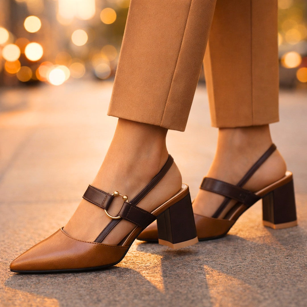 Escarpins Slingback Femme à Talon Carré