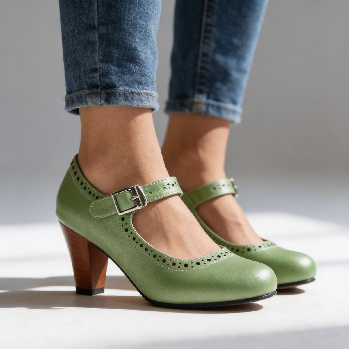Escarpins Mary Jane Femme Effet Daim