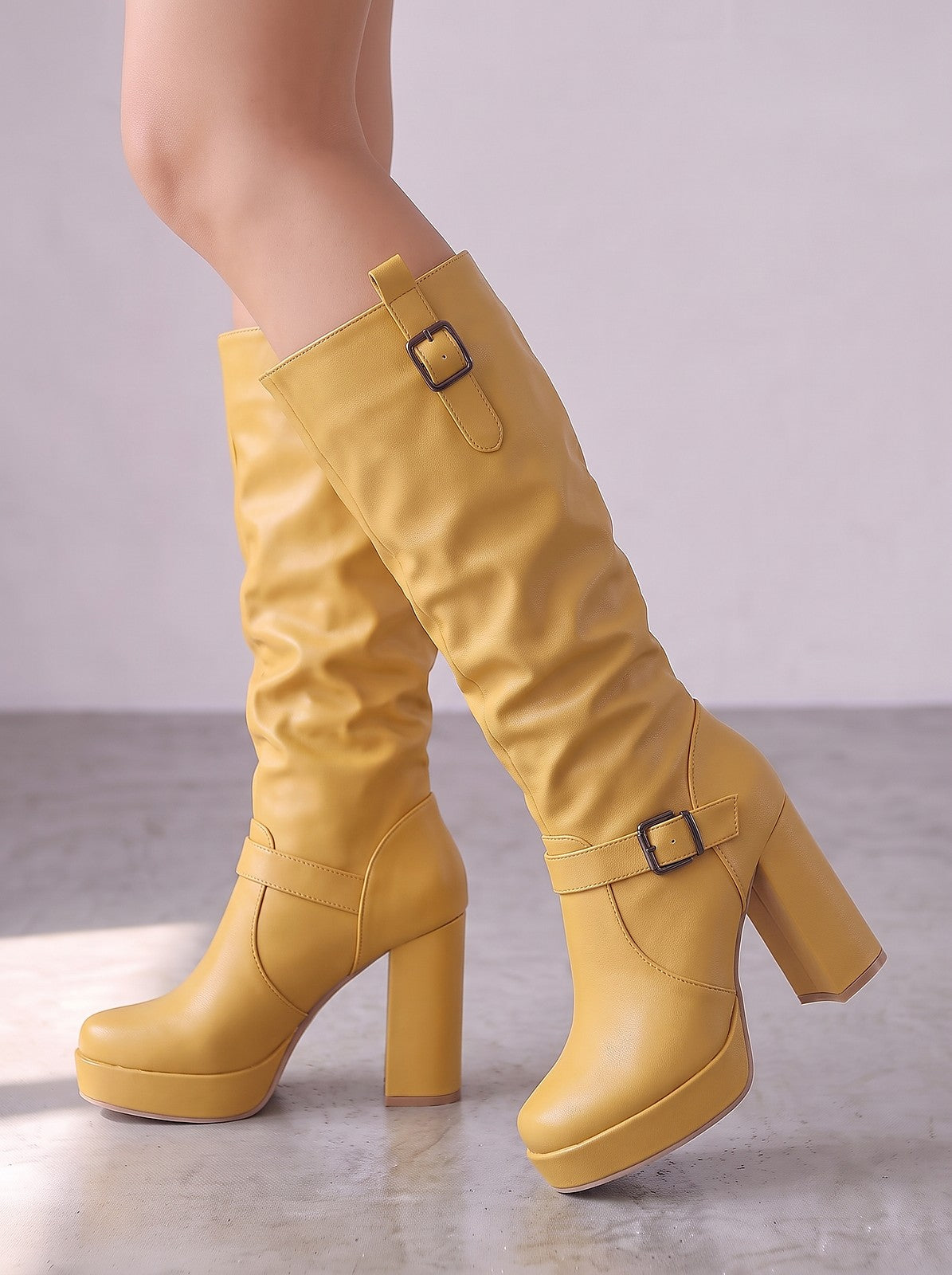 Bottes Mi-Mollet Femme à Boucles