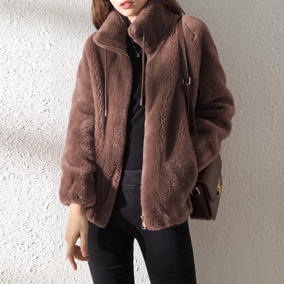 Veste Polaire Teddy Femme à Col Montant